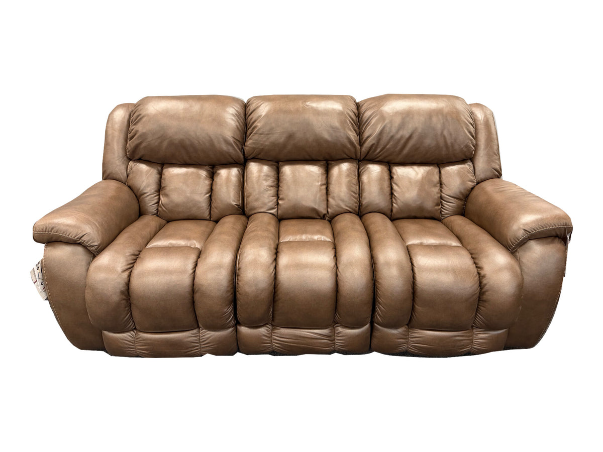 HomeStretch 2293 Mocha Power Reclining Sofa — actual floor photograph isolated on white