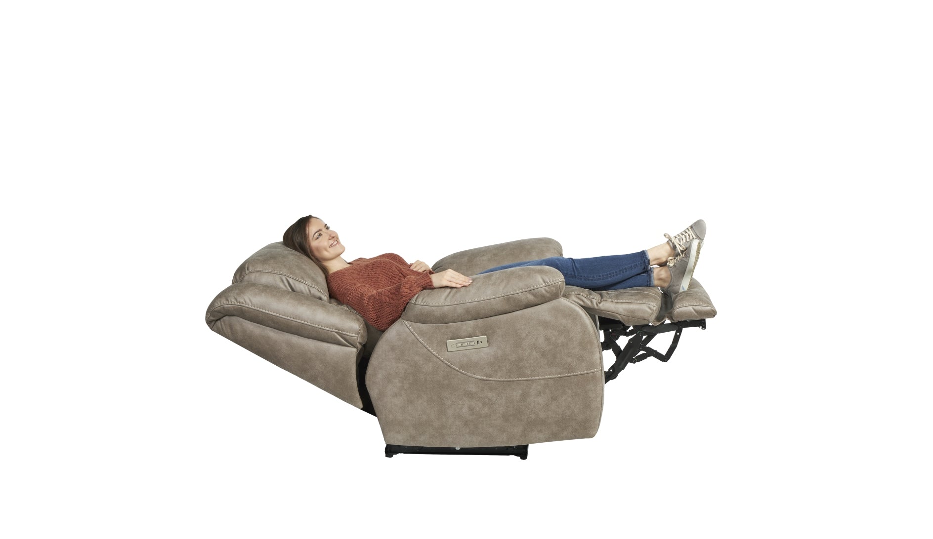 Homestretch 223 Skywalker power recliner shown in the Zero Gravity reclined position