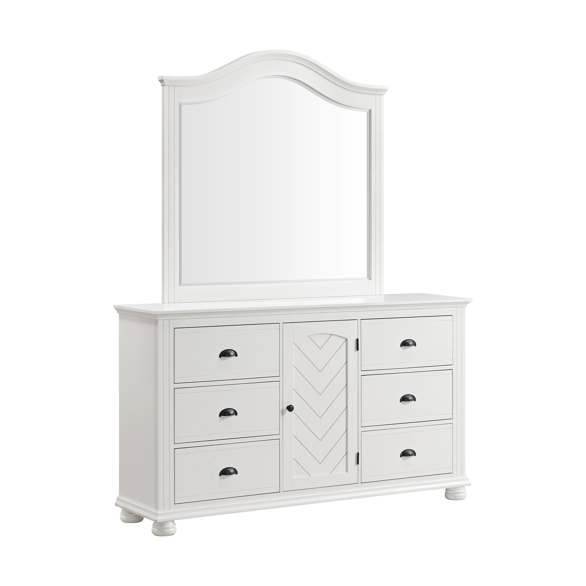 Elements International Kona White 6-Drawer Dresser & Mirror
