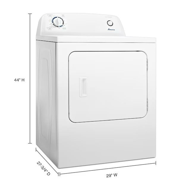 Amana 6.5 cu ft Electric Dryer with Easy-to-Use Controls - White