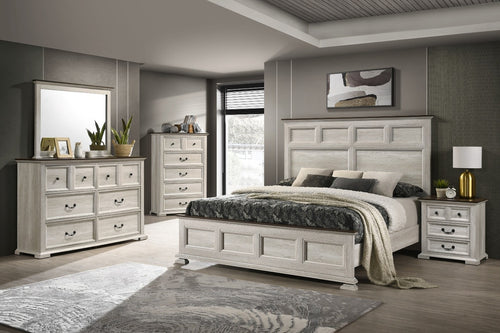 Lifestyle Furniture C8396A Rustic White Dresser with Mirror