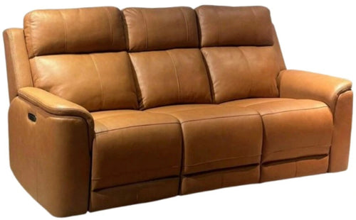 Elements International Mustang Aline Butternut Leather Power Reclining Sofa