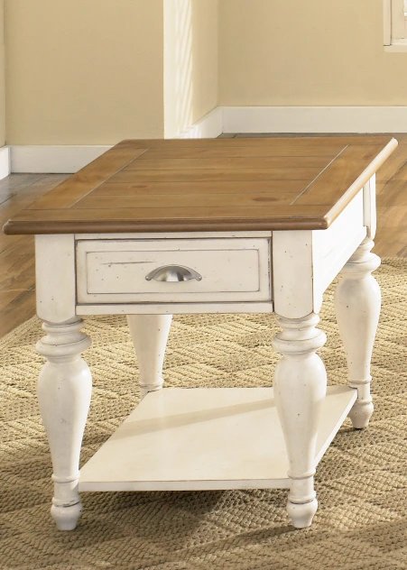 Liberty Furniture Rectangular End Table - White & Brown — image 2