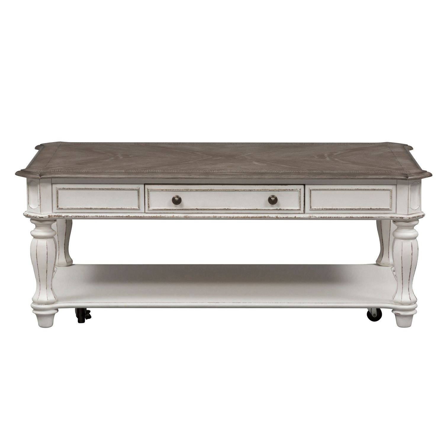 Liberty Furniture 244-OT1010 White and Brown Rectangular Cocktail Table