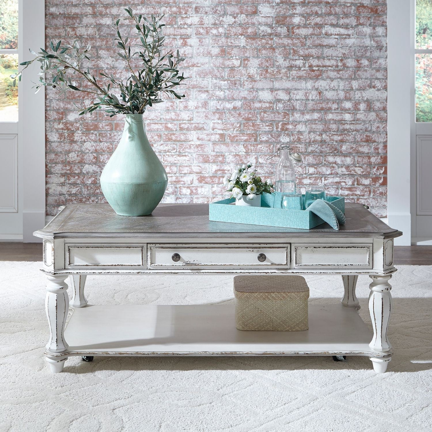 Liberty Furniture 244-OT1010 White and Brown Rectangular Cocktail Table — image 4