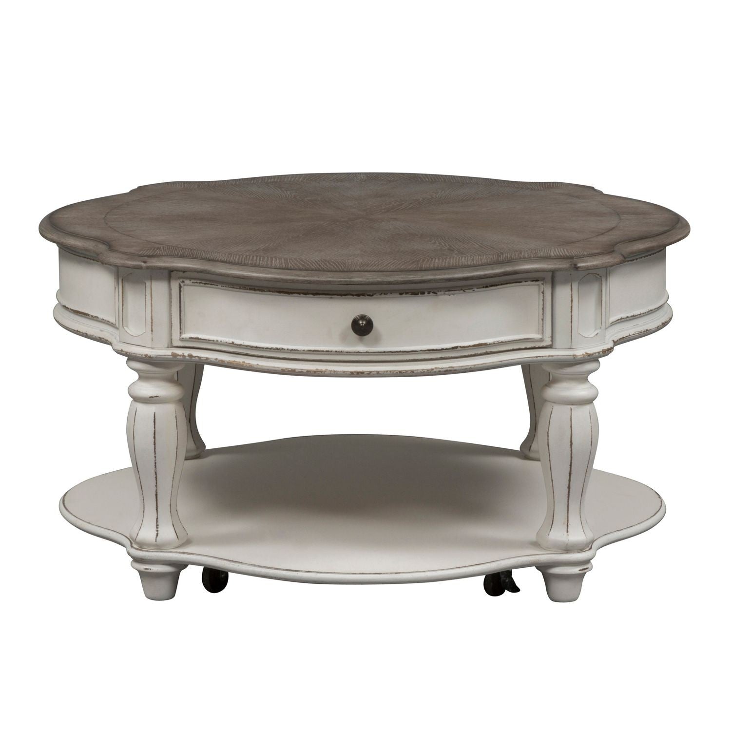 Liberty Furniture White and Gray Oval Cocktail Table