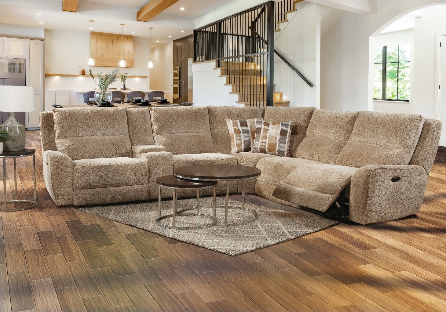 Behold Burbank 6-Piece Power Reclining Sectional - Plush Taupe Fabric — image 3