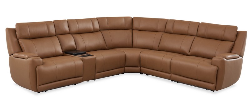 CHEERS 71125M 6-Piece Zero Gravity Power Reclining Sectional - Camel Leather — image 2