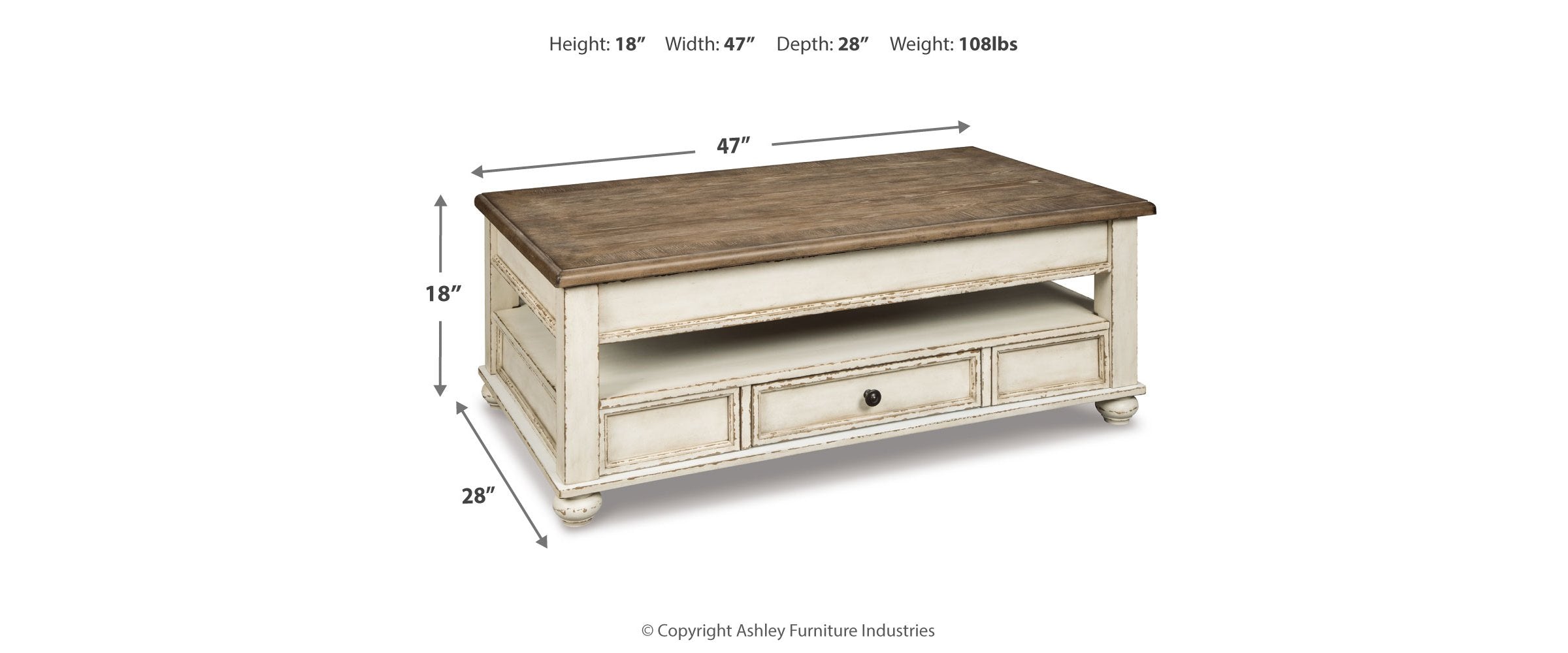 Realyn Coffee Table with Lift Top