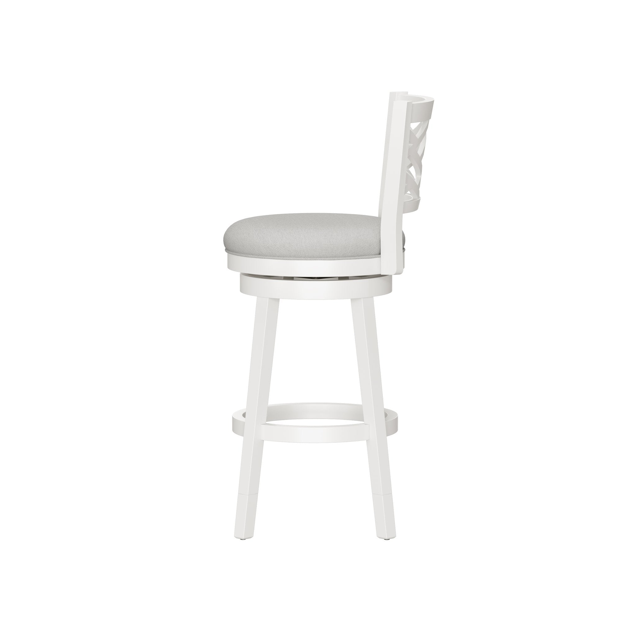 HH2home Riva Adjustable-Height Swivel Stool with Lattice Back - White & Gray