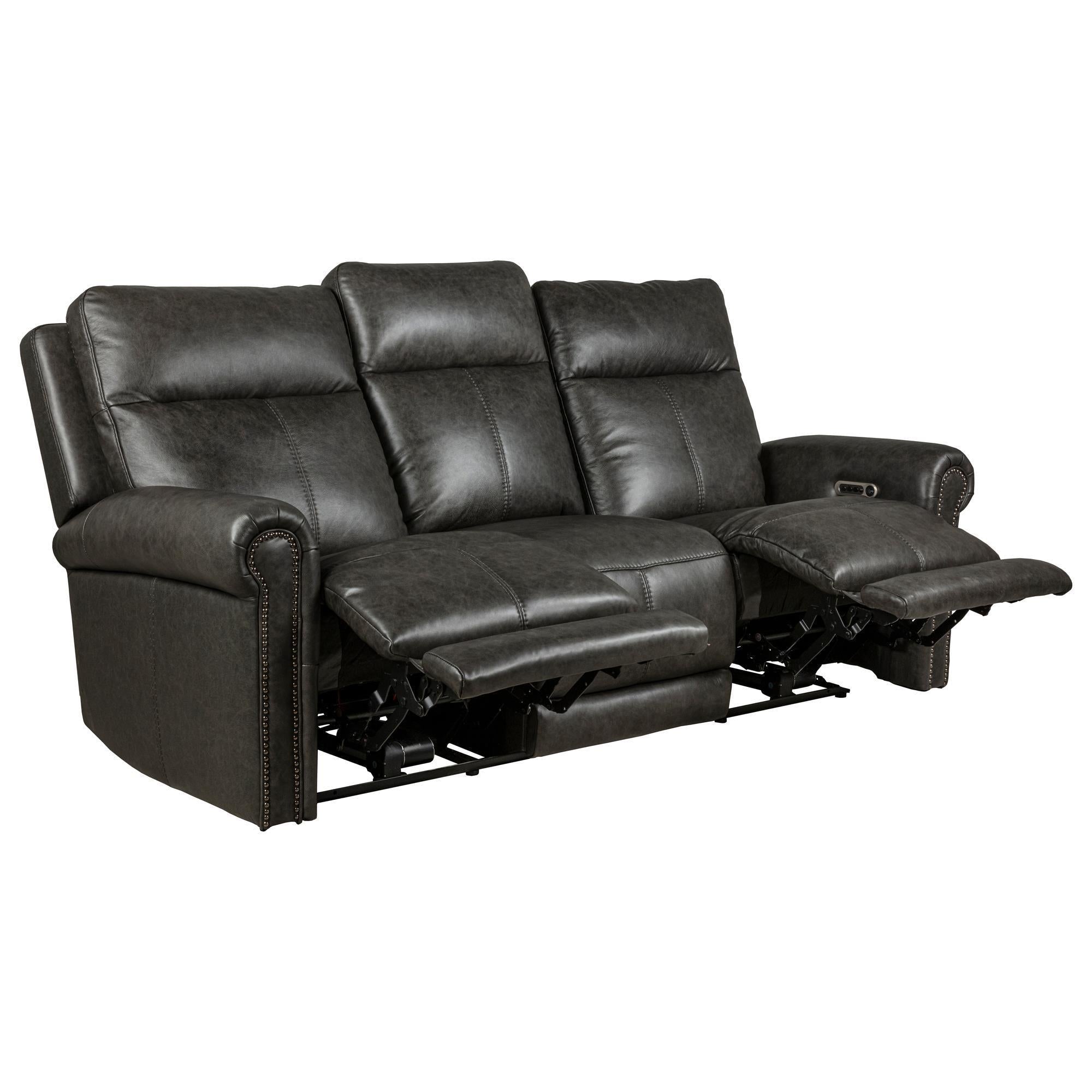 Alexandra Home Nailhead Black Reclining Sofa