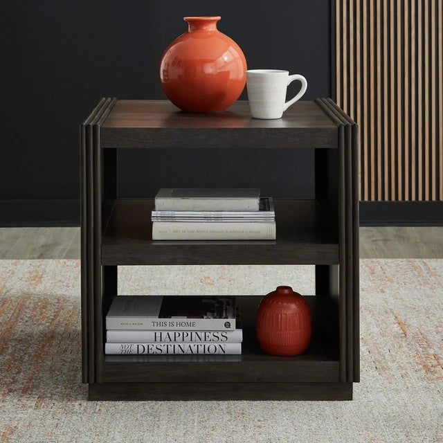 Liberty Furniture Dark Gray Fluted Open Shelf End Table — image 2