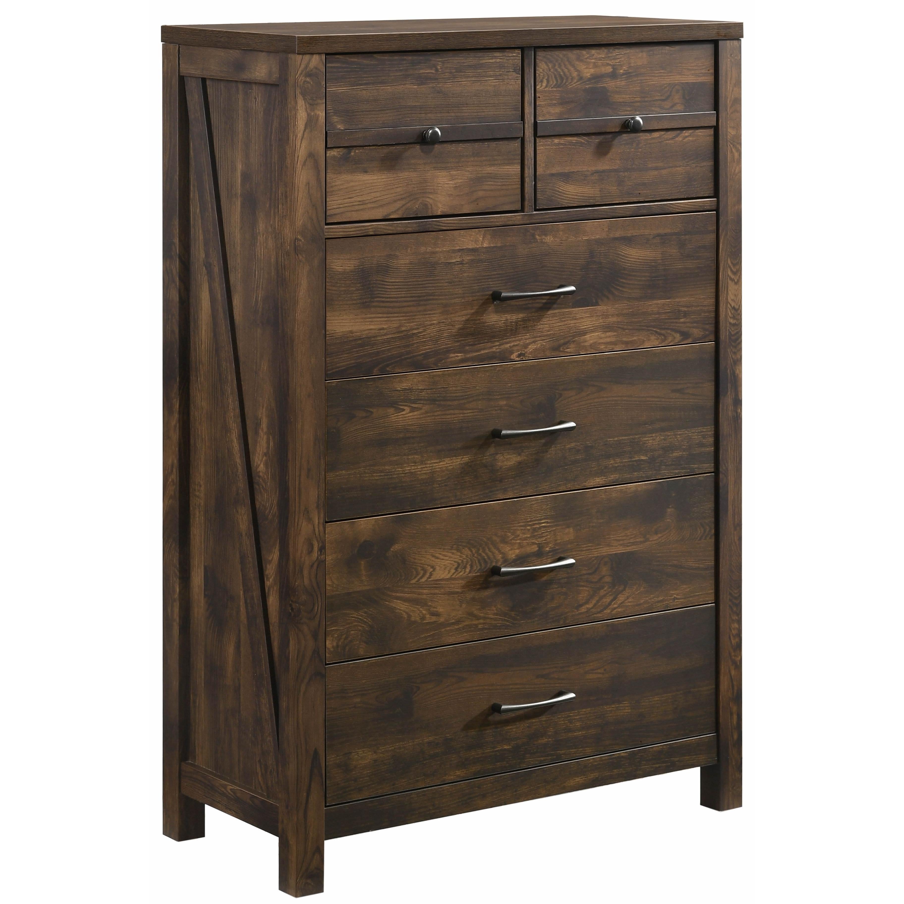 Lifestyle Furniture C8100 Rustic Dark Wood 6-Drawer Chest