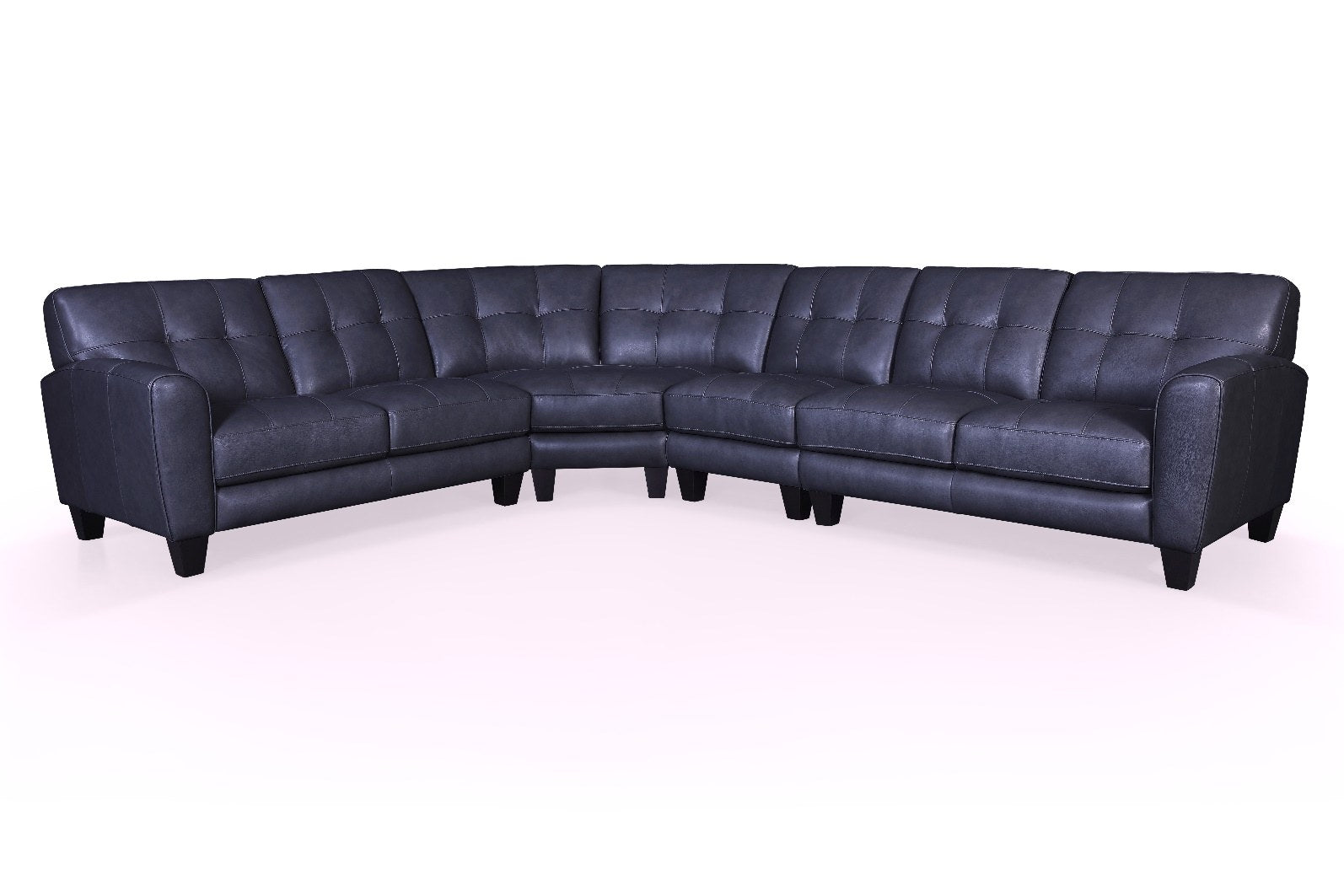 Leather Italia Seabrook 3-Piece Sectional - Blue Denim Leather