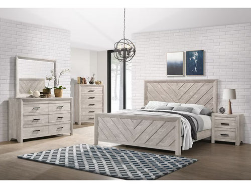 Elements International Ellen White Whitewash Bed