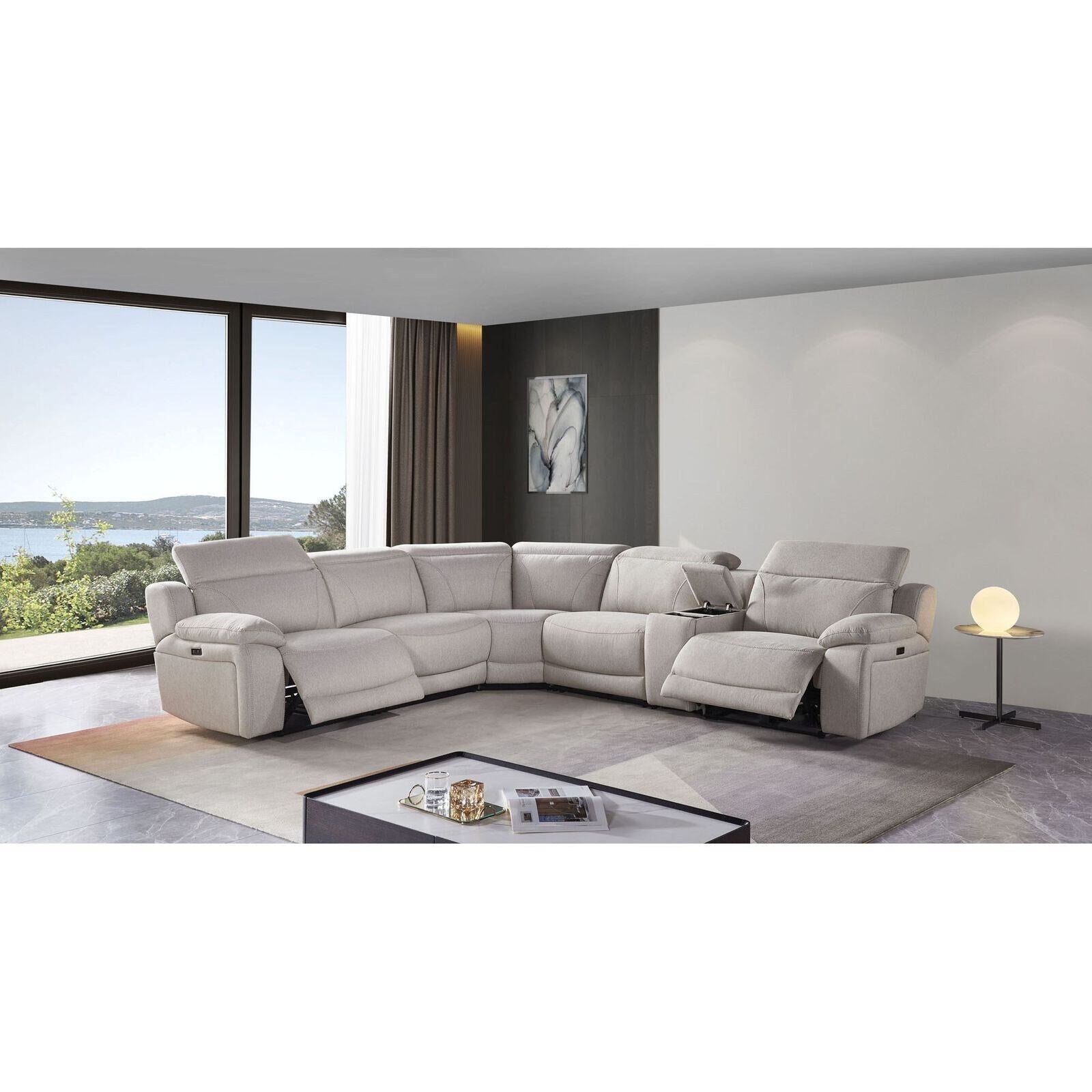 Elements International Blaine Oyster 3-Piece Power Reclining