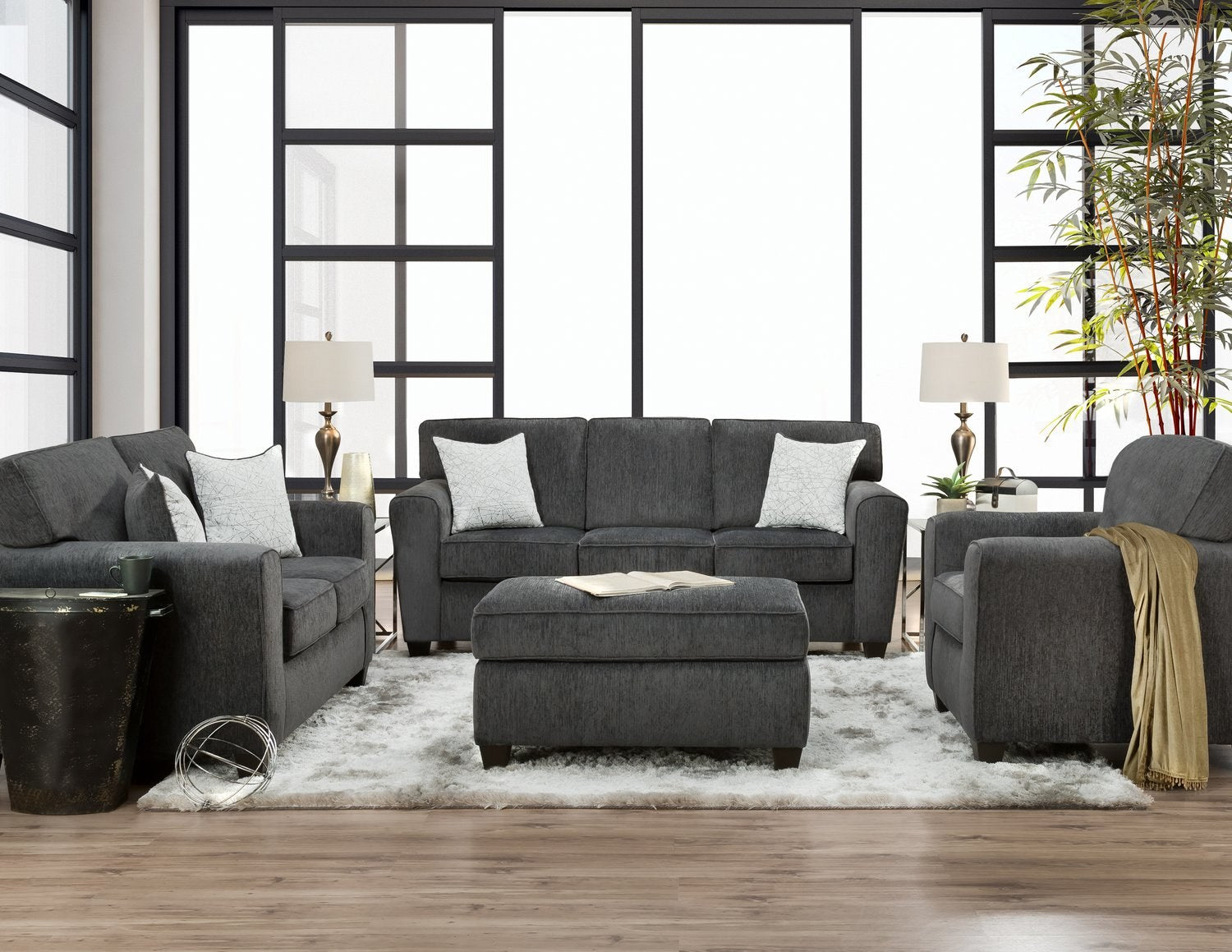 American Furniture Tofino Kohl 2-Piece Sectional - Charcoal Gray Fabric — image 2
