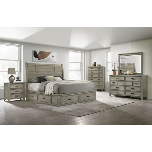 Elements International Sullivan Rustic Gray Wash King Storage Bed