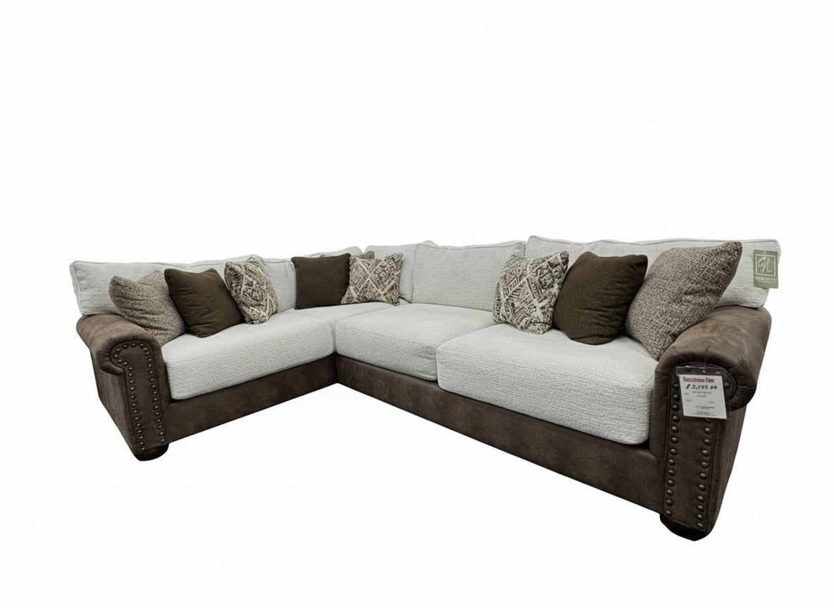 Corinthian Speith Sectional with Bluetooth Sound - Antler Brown/Light Gray