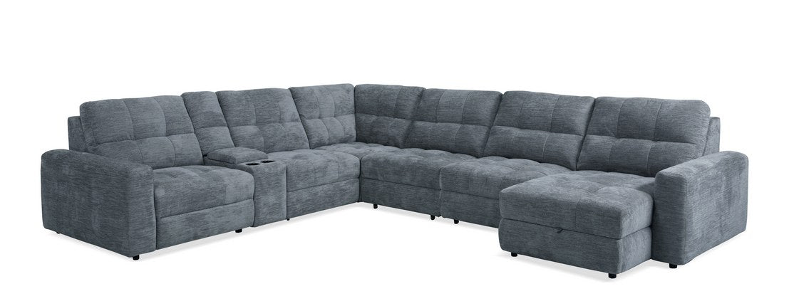 Cheers 80552 Power Slide Sectional - Gunmetal Fabric