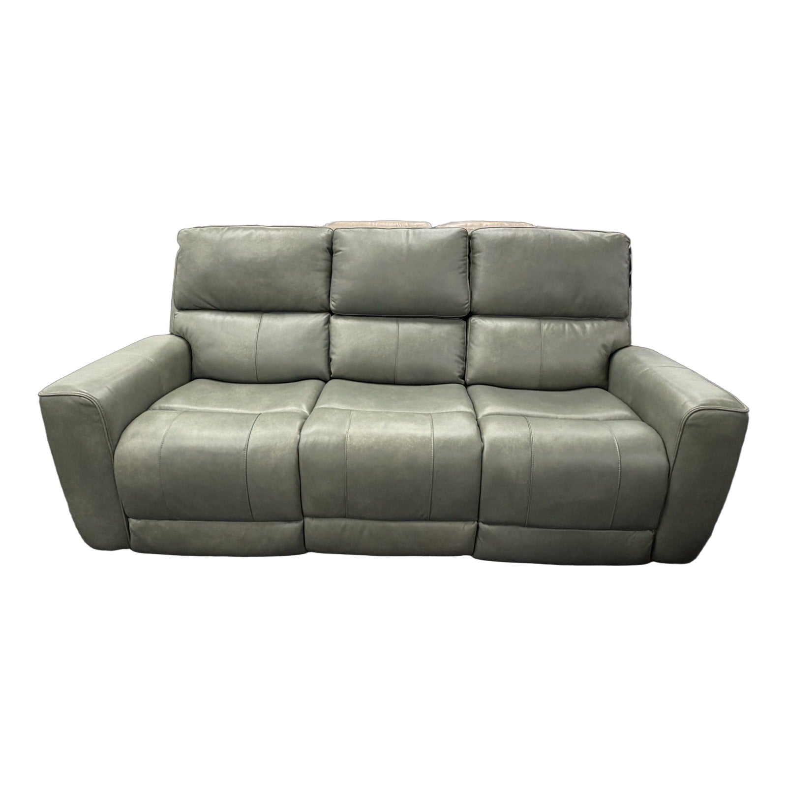 Leather Italia Paxton Dusty Blue Power Reclining Sofa