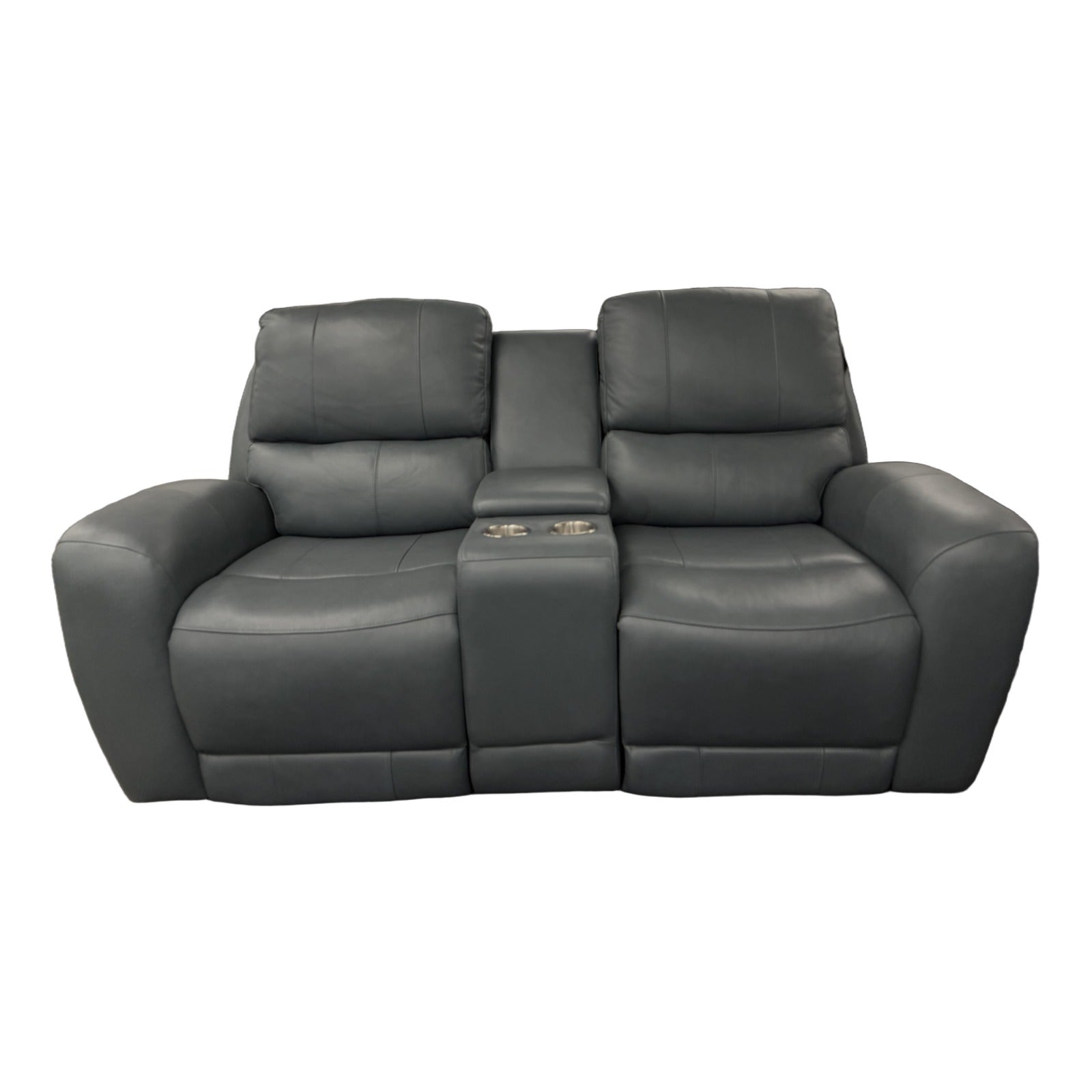 Leather Italia 4111 Series Bella Blue Power Reclining Console Loveseat