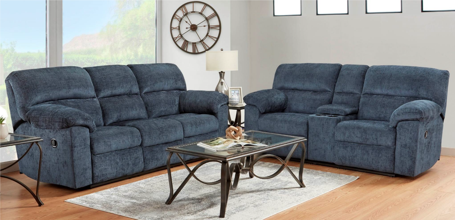 Affordable Furniture Navy Dual Reclining Console Loveseat