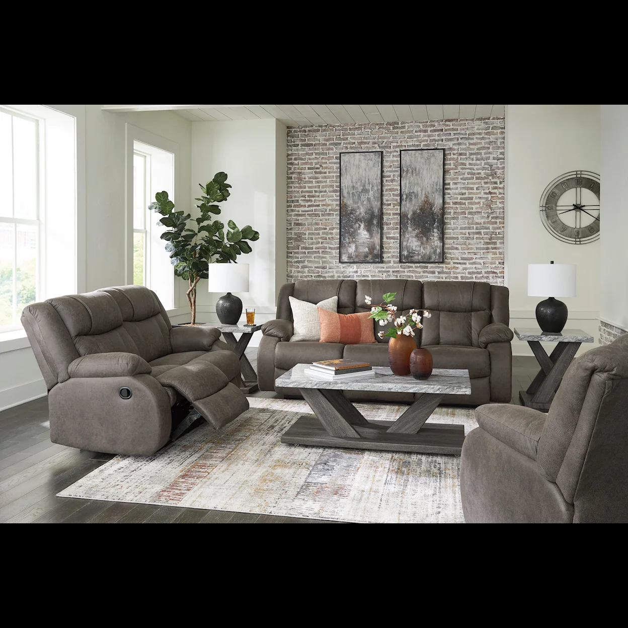 Ashley Furniture First Base Gunmetal Reclining Sofa