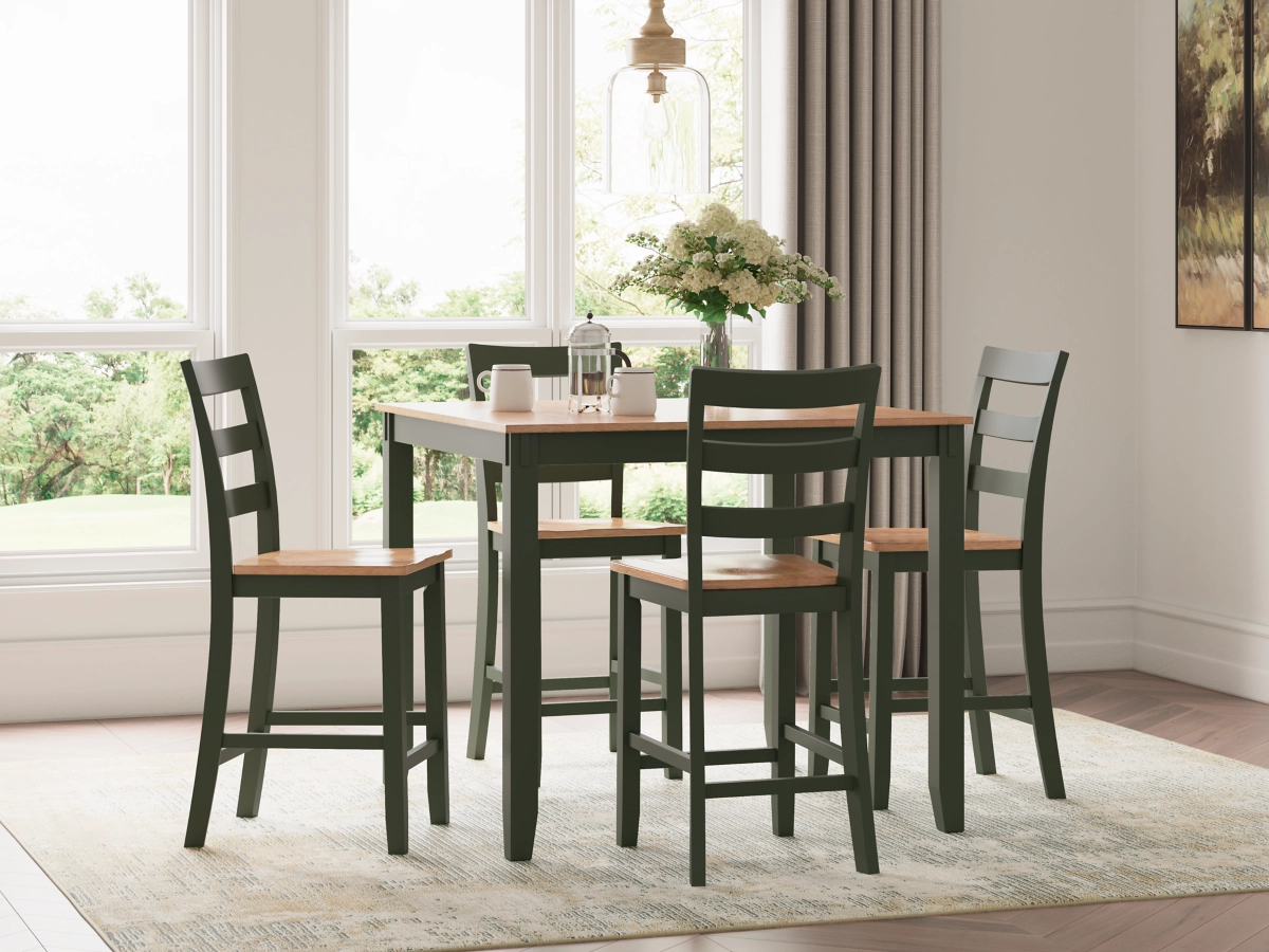Ashley Furniture Ashley Gesthaven Dark Green & Wood 5-Pc Pub Dining Set