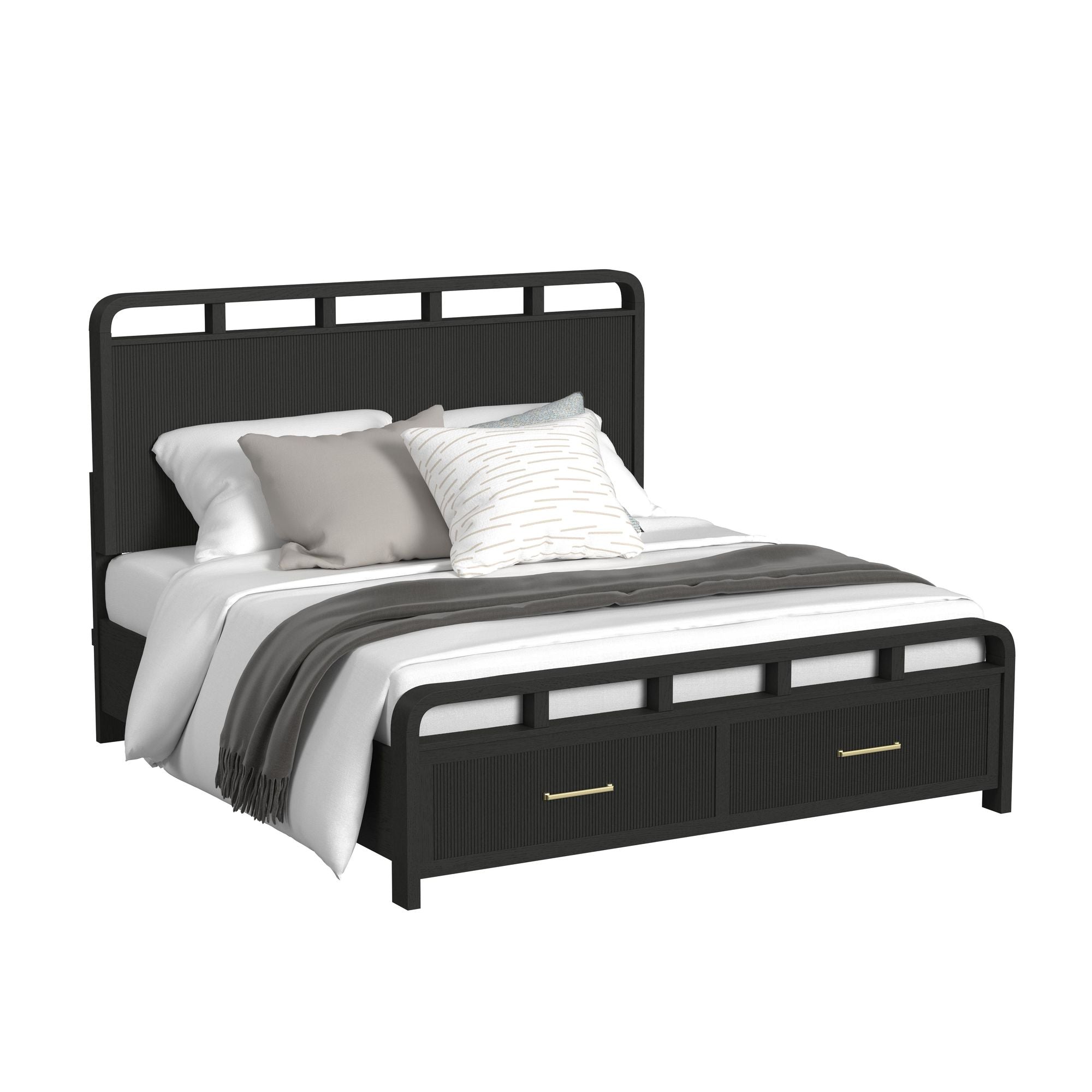 Elements International Ridgemont Black Grain king bed