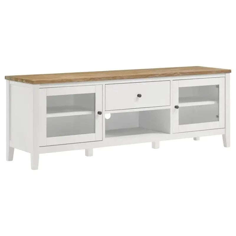 Coaster 67" White and Natural Wood TV Stand