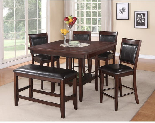 Crown Mark 2727 Espresso Counter Height 6-Piece Pub Table Set
