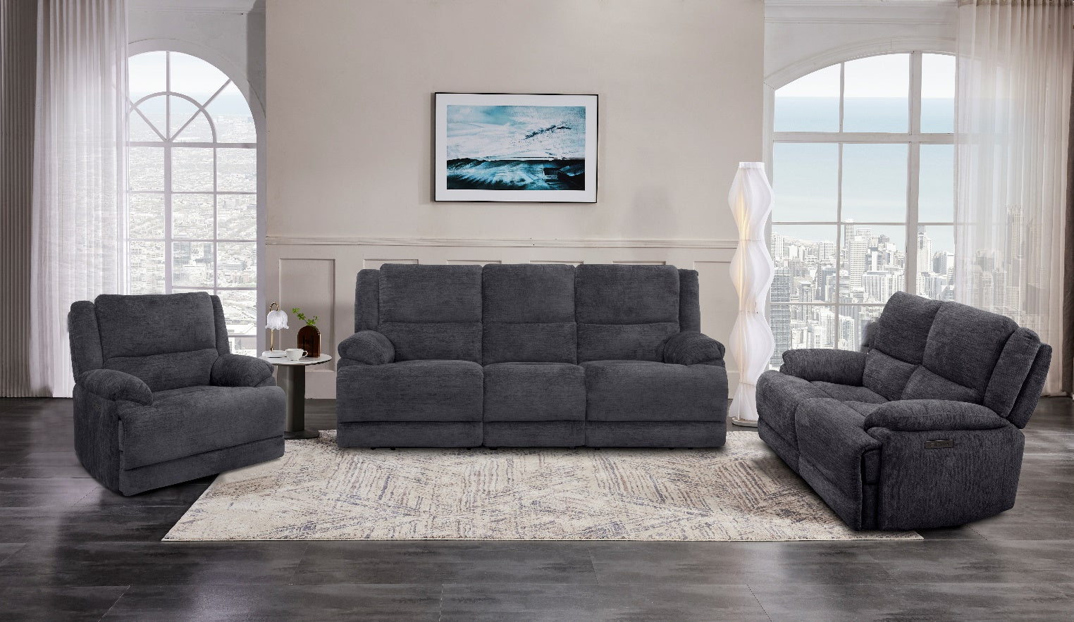 Cheers 71067 Charcoal Power Reclining Sofa