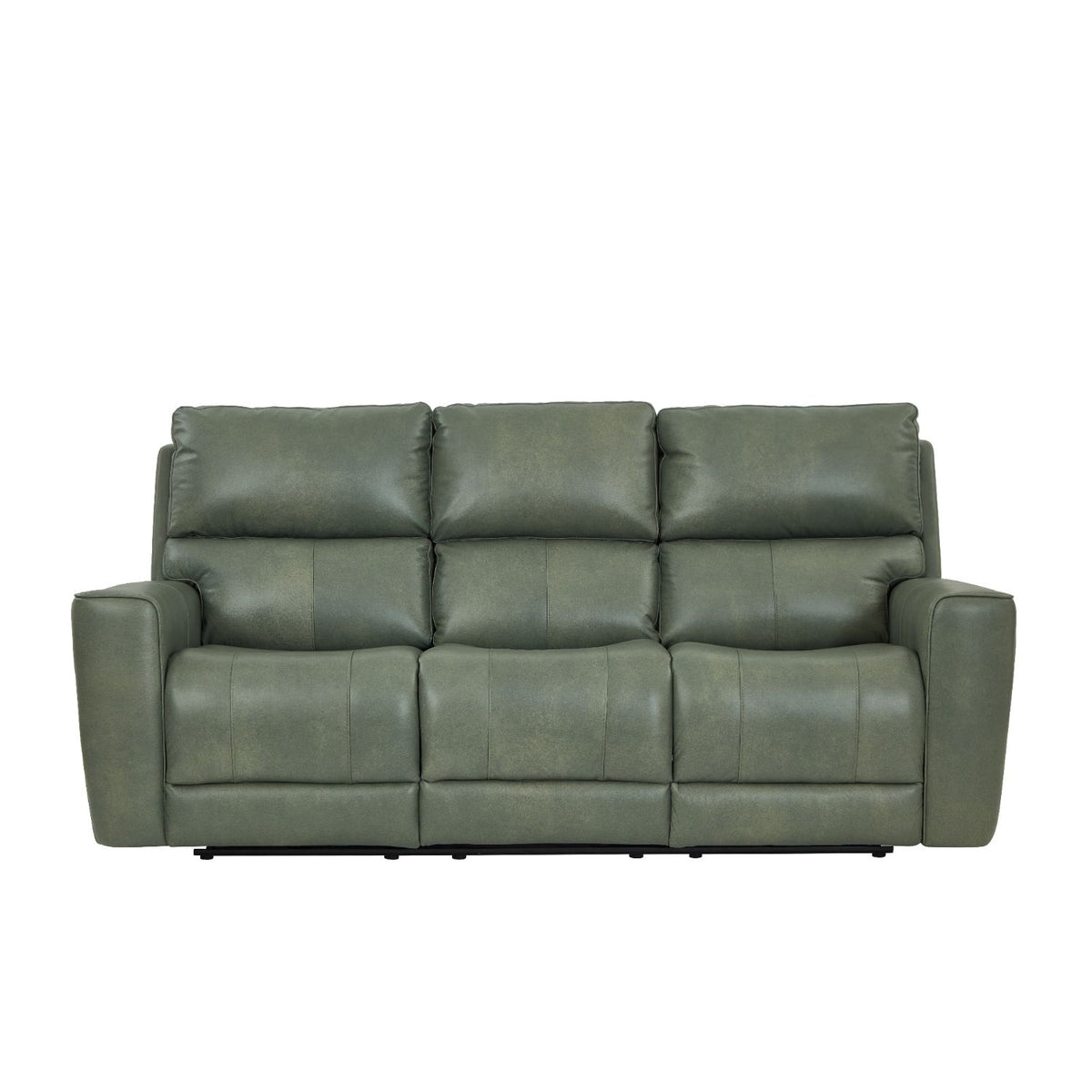 Leather Italia Laredo EHZ1564 Sage Moss dual-power reclining sofa, standalone front view