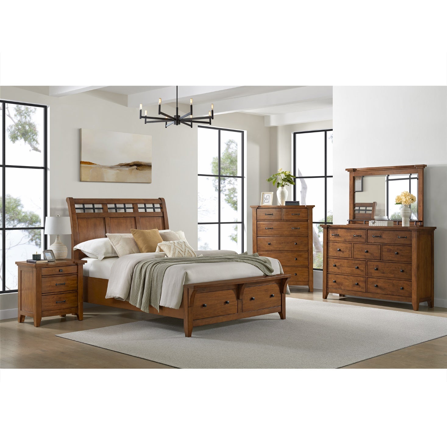 Elements International Gage Chestnut Queen Storage Bed