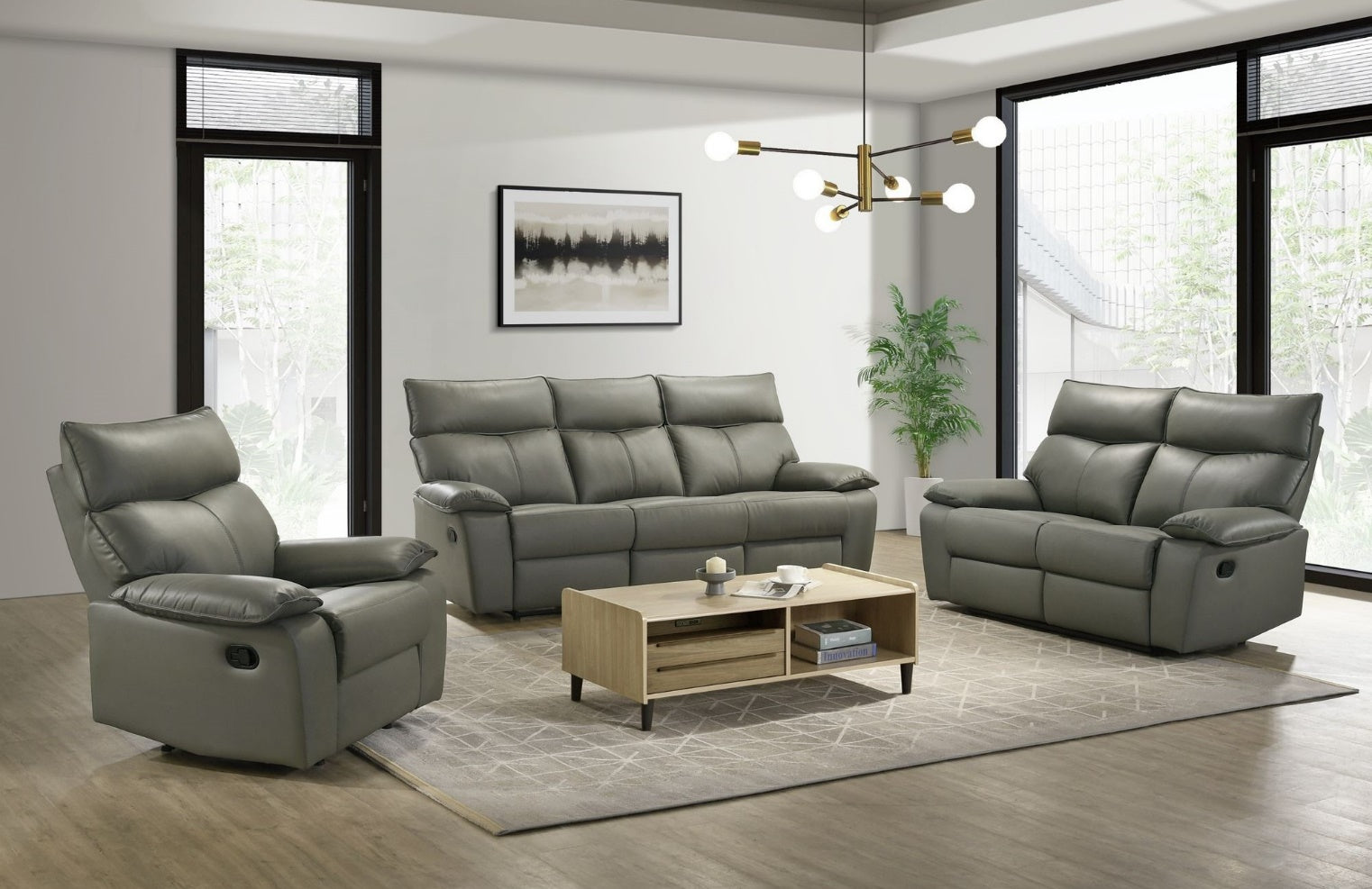 Elements International Wildcat Collection Grey Reclining Loveseat