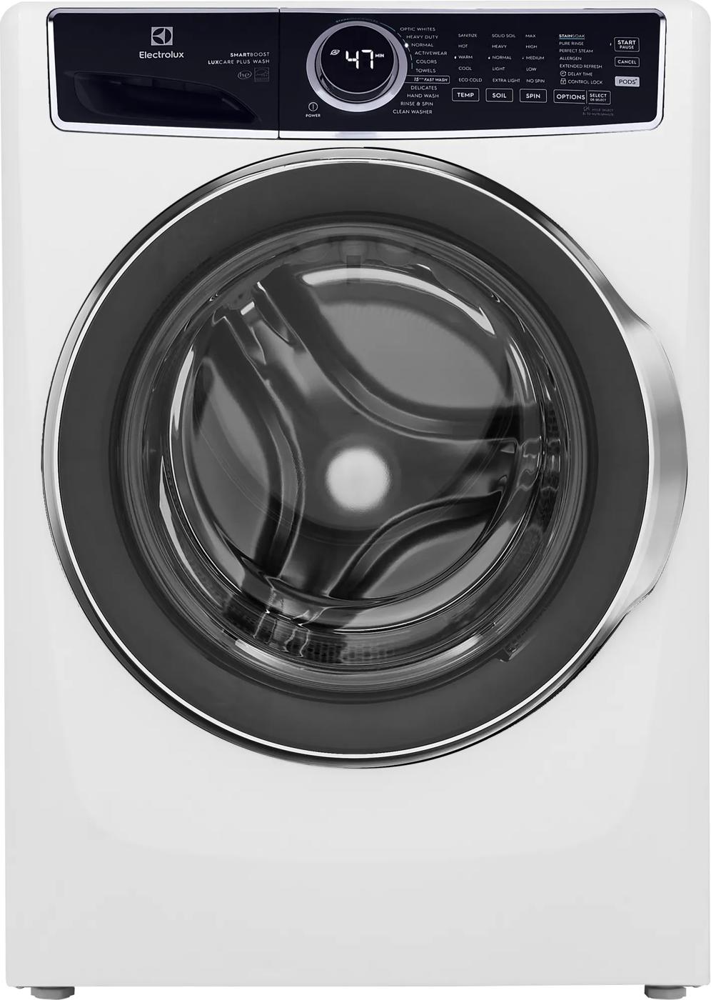 Electrolux ELFW7637BW white front-load washer, front view