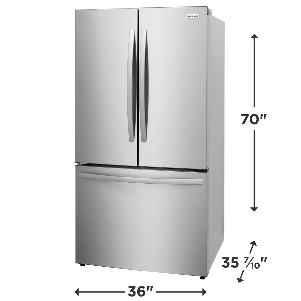 Frigidaire FRFN2813AF French-door refrigerator, exterior dimensions