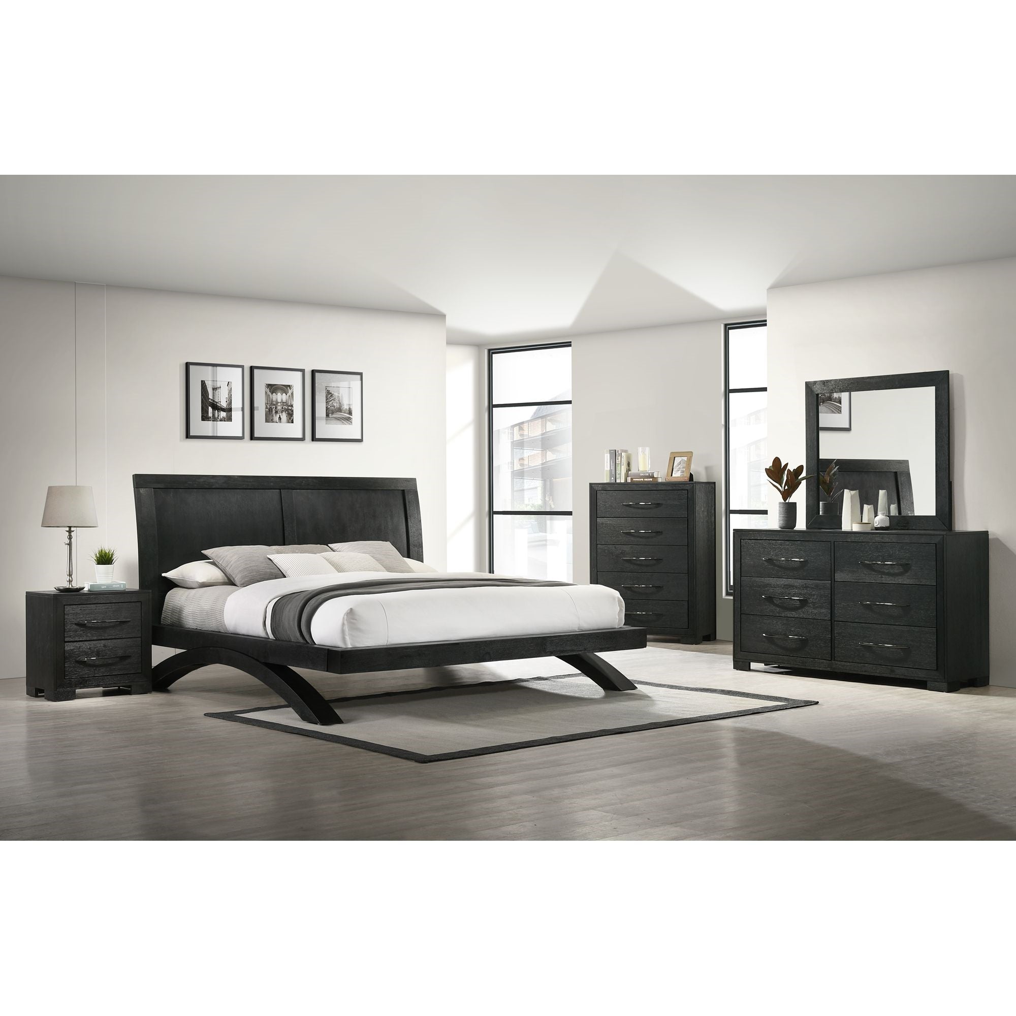 Elements International Allan B3410 Charcoal 2-Drawer Nightstand