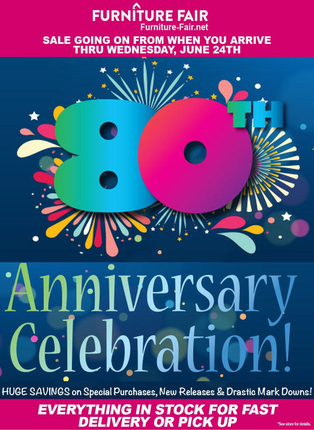 Furniture Fair 80th Anniversary Celebration sale