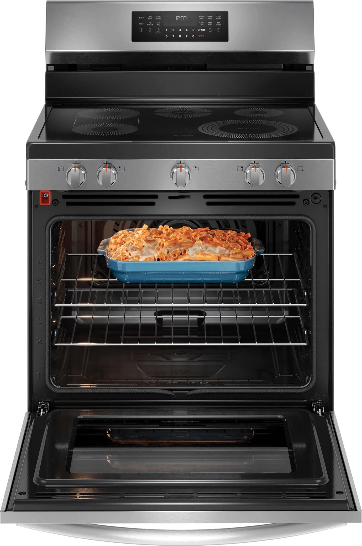 Frigidaire Gallery GCRE3060BF electric range with oven open