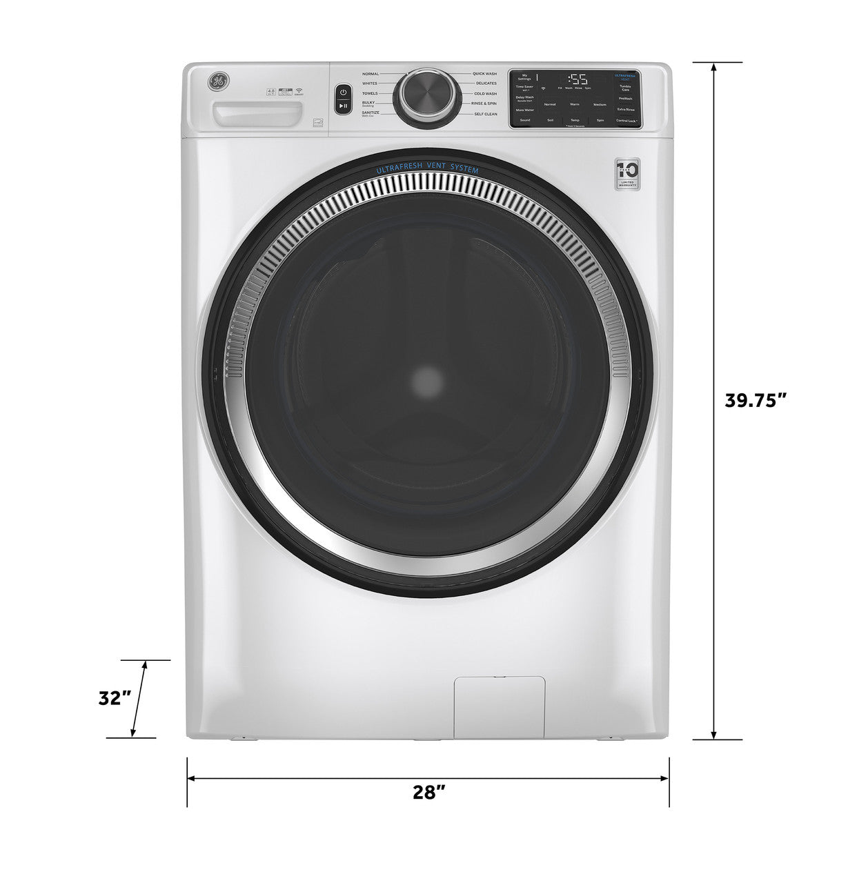 GE Appliances 4.8 Cu. Ft. Front Load Washer - White — view 4