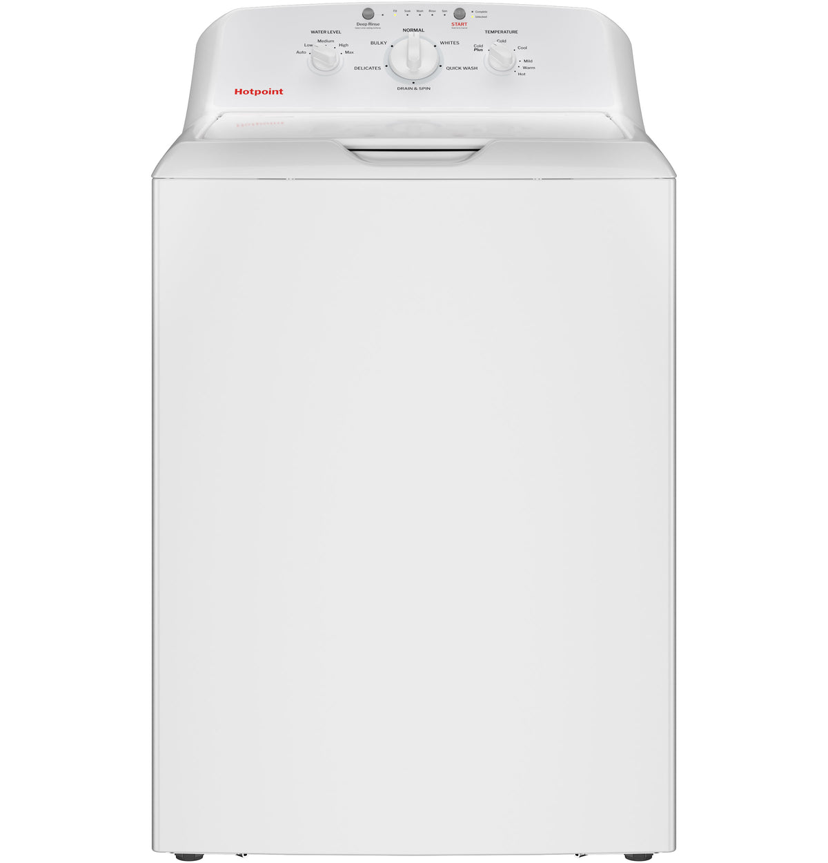 Hotpoint HTW265ASWWW white top-load washer, front view