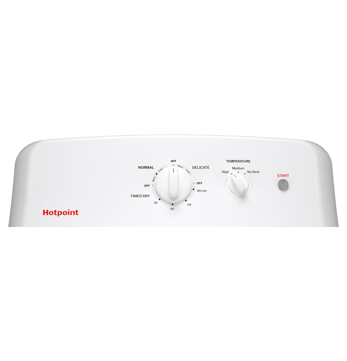 Hotpoint HTX26EASWWW electric dryer control panel detail
