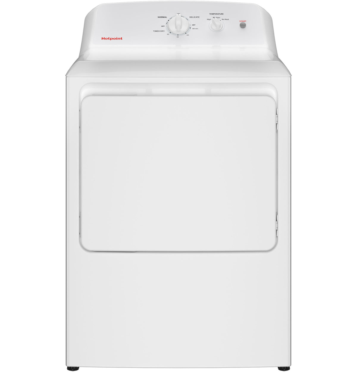 Hotpoint HTX26EASWWW white electric dryer, front view
