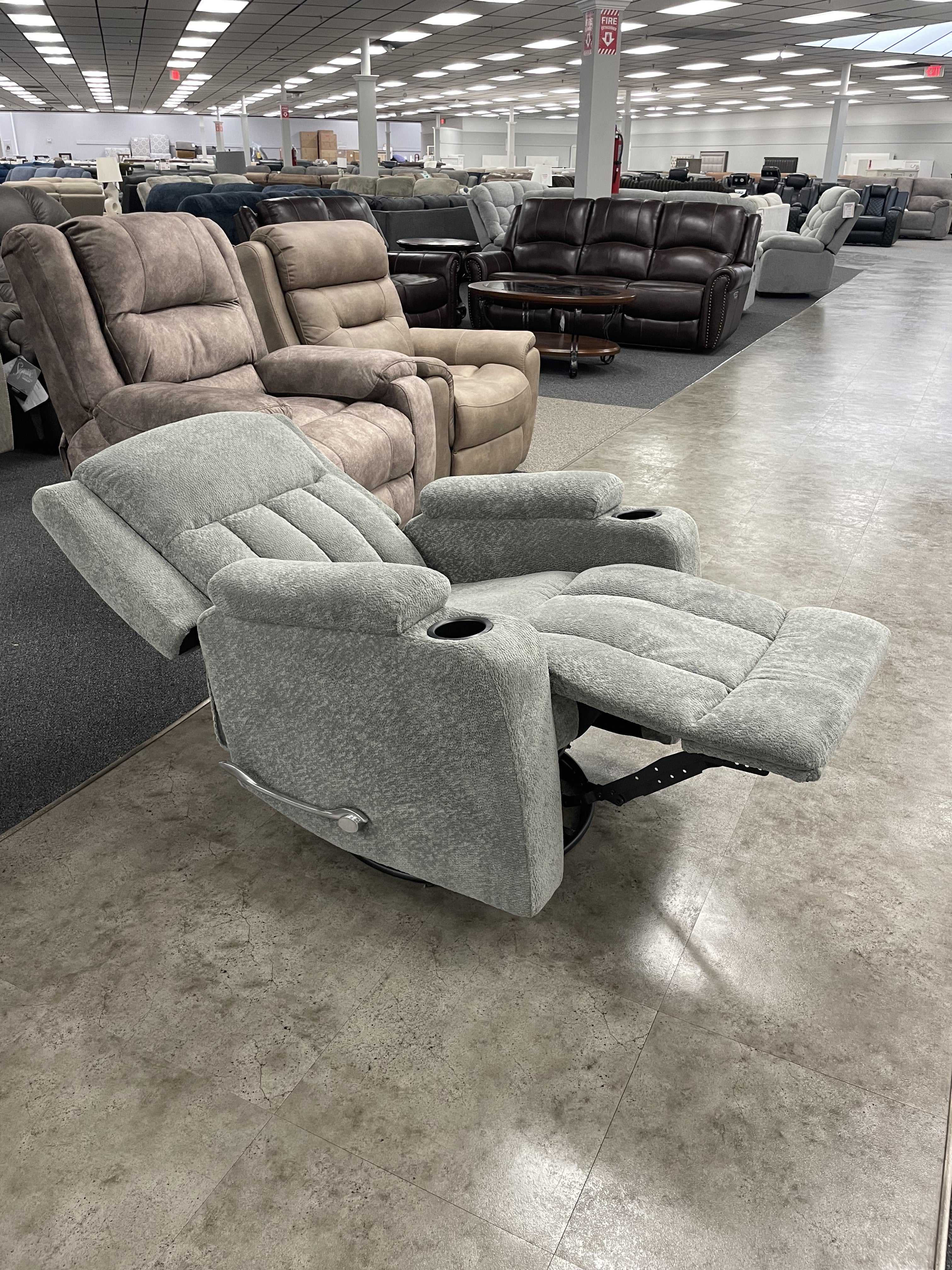 Cheers Light Gray Fabric Swivel Glider Recliner — image 10
