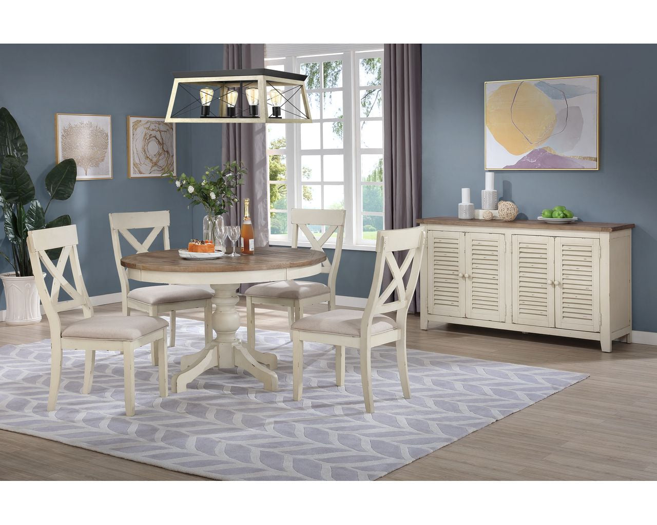Lifestyle Furniture C1855D White & Natural collection room setting; this listing is the server