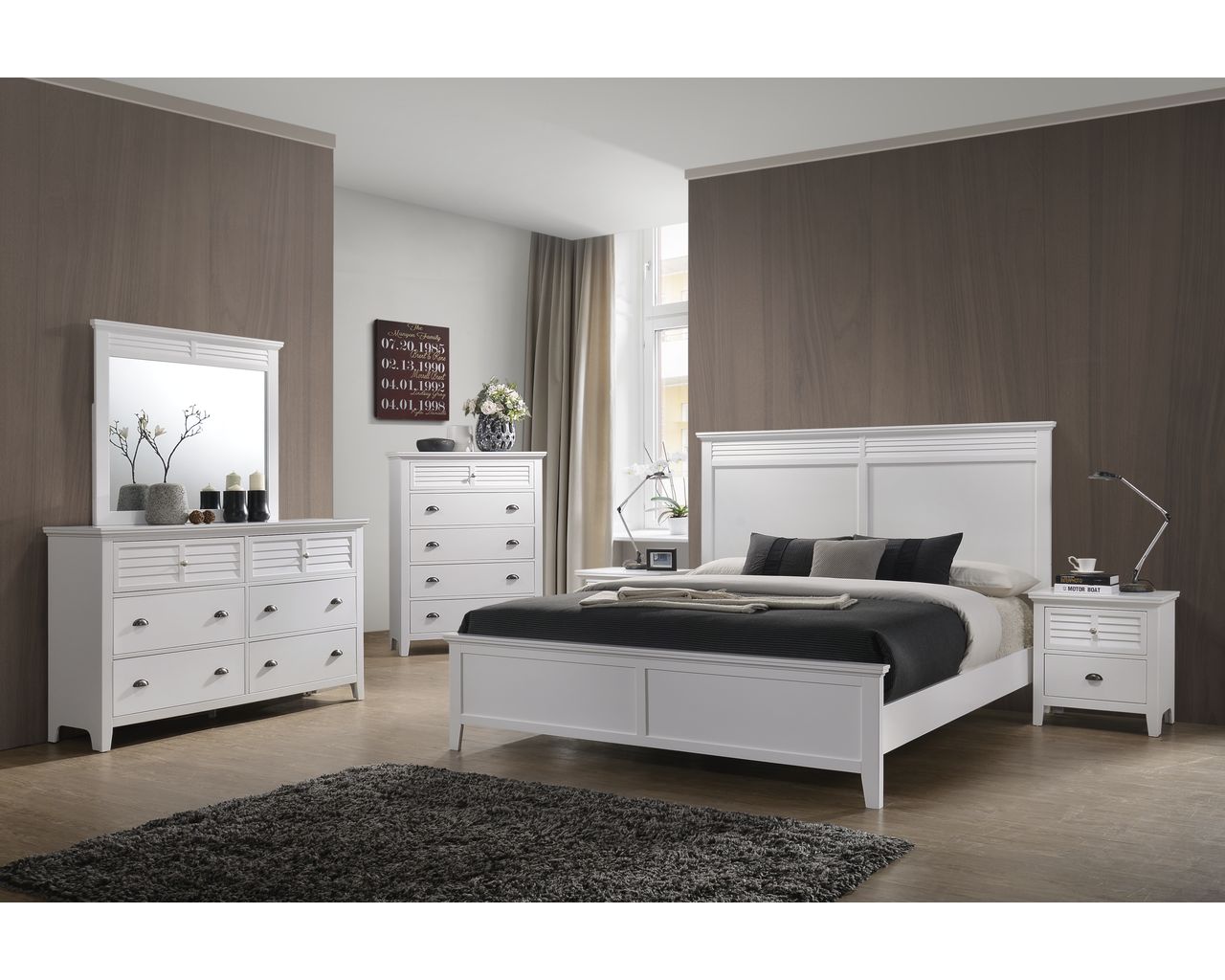Lifestyle Furniture C7313W White collection room setting; this listing is the mirror