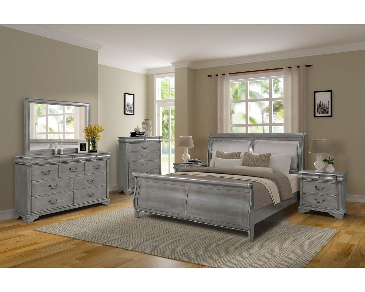 Lifestyle Furniture C8416A Silver Gray collection room setting; this listing is the mirror