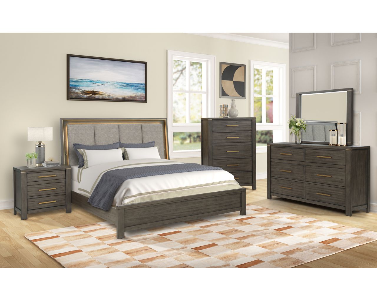 Lifestyle Furniture C8461A Dark Gray collection room setting; this listing is the mirror